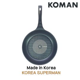 [KOMAN] 2 Piece Set : BlackWin Titanium Coated Frying Pan 28cm+Grill Pan 28cm-Nonstick Cookware 6-Layers Coationg Die Casting Frying Pan - Made in Korea